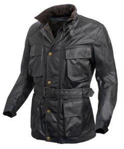MEN’S LONG LEATHER COAT BLACK SI-342