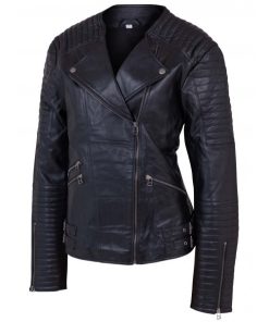 Women's Leather Quilted Jacket SI-501